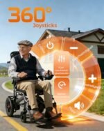 HomyKing Elektrischer Rollstuhl, faltbar & leicht, 250W, 25 km, 15Ah Lithium - Image 3