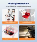 VOCIC AY04 Elektrischer Treppensteiger‑Rollstuhl faltbar, Gummikette, bis 220 kg, LED‑Licht, Treppenhilfe/Rettungstrage, Rot - Image 2
