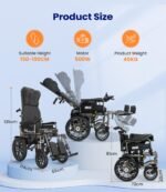 VOCIC V57 Elektrorollstuhl faltbar, Rückenlehne 90–165°, 500W, 24V/20Ah, bis 30 km, bis 150 kg, 6 km/h, Mondlichtgrau - Image 7