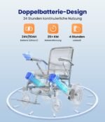 VOCIC V62 Elektrorollstuhl faltbar, Dual‑Akku 2×24V/10Ah, bis 25 km, 500W bürstenlos, 25 kg, Tragkraft bis 136 kg, 3‑Sek.-Faltung, Mondlichtsilber - Image 9