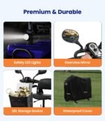 VOCIC Elektromobil Senioren D42, 4‑Rad klappbar, 250W, 20 km Reichweite, bis 136 kg, pannensichere Reifen, inkl. Abdeckplane, Blau - Image 4