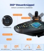 VOCIC V62 Elektrorollstuhl faltbar, Dual‑Akku 2×24V/10Ah, bis 25 km, 500W bürstenlos, 25 kg, Tragkraft bis 136 kg, 3‑Sek.-Faltung, Mondlichtsilber - Image 6