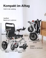 ByteTecpeak D10 Elektrischer Rollstuhl – Leicht, faltbar & bis 150 kg belastbar, 12Ah Akku, Ideal für Mobilität im Alltag & Reisen - Image 5