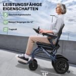 ByteTecpeak D13 Elektrorollstuhl faltbar & leicht, 500W, 10Ah Lithium (abnehmbar), bis 20 km, 17,9 kg, bis 150 kg, Dual‑Sitzfederung, elektromagn. Bremse, Blau - Image 5