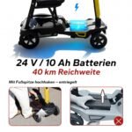 MediHoist Elektromobil (Seniorenmobil) klappbar, Doppelakku, 40 km, 17 kg, Schwarz, YL-985S - Image 6