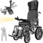 VOCIC V57 Elektrorollstuhl faltbar, Rückenlehne 90–165°, 500W, 24V/20Ah, bis 30 km, bis 150 kg, 6 km/h, Mondlichtgrau