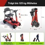 MediHoist Elektromobil klappbar, 17 kg, Doppelakku (2×10,4Ah/24V), bis 40 km, 8 km/h, Rot, YL-985S - Image 9