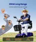 VOCIC Elektromobil Senioren D42, 4‑Rad klappbar, 250W, 20 km Reichweite, bis 136 kg, pannensichere Reifen, inkl. Abdeckplane, Blau - Image 3