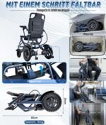 Elektrorollstuhl faltbar & leicht, 500W, Doppelsteuerung, elektromagnetische Bremse, bis 170 kg, 10Ah Lithium‑Akku, bis 17 km - Image 5