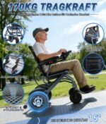 Elektrorollstuhl faltbar & leicht, 500W, Doppelsteuerung, elektromagnetische Bremse, bis 170 kg, 10Ah Lithium‑Akku, bis 17 km - Image 3