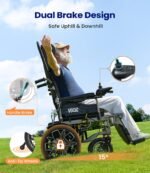 VOCIC V57 Elektrorollstuhl faltbar, Rückenlehne 90–165°, 500W, 24V/20Ah, bis 30 km, bis 150 kg, 6 km/h, Mondlichtgrau - Image 6