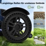 Faltbarer Elektrorollstuhl leicht, 20 km Reichweite, bis 150 kg, Joystick‑Steuerung, Blau - Image 7