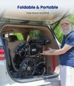 VOCIC V57 Elektrorollstuhl faltbar & leicht, Rückenlehne 165° verstellbar/abnehmbar, 500W, 24V/20Ah, bis 30 km, bis 150 kg, Mondlichtgrau - Image 3