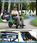 Elektrorollstuhl faltbar & leicht, 500W, Doppelsteuerung, elektromagnetische Bremse, bis 170 kg, 10Ah Lithium‑Akku, bis 17 km - Image 4